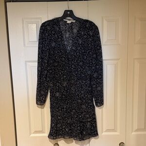 Veronica Beard Black and Blue Long Sleeve Dress